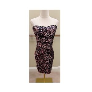 Brand New, Perfect Condition, Arden B Brand, Strapless Black & Pink Sequin Dress